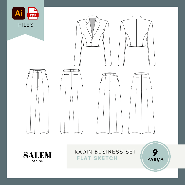 Kadın Business Set - Flat Sketches