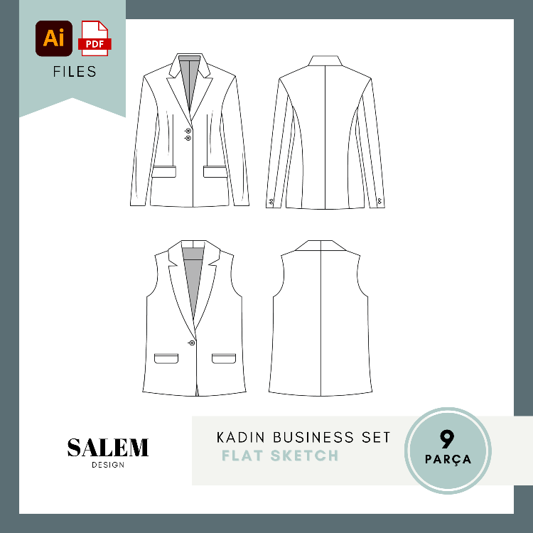 Kadın Business Set - Flat Sketches