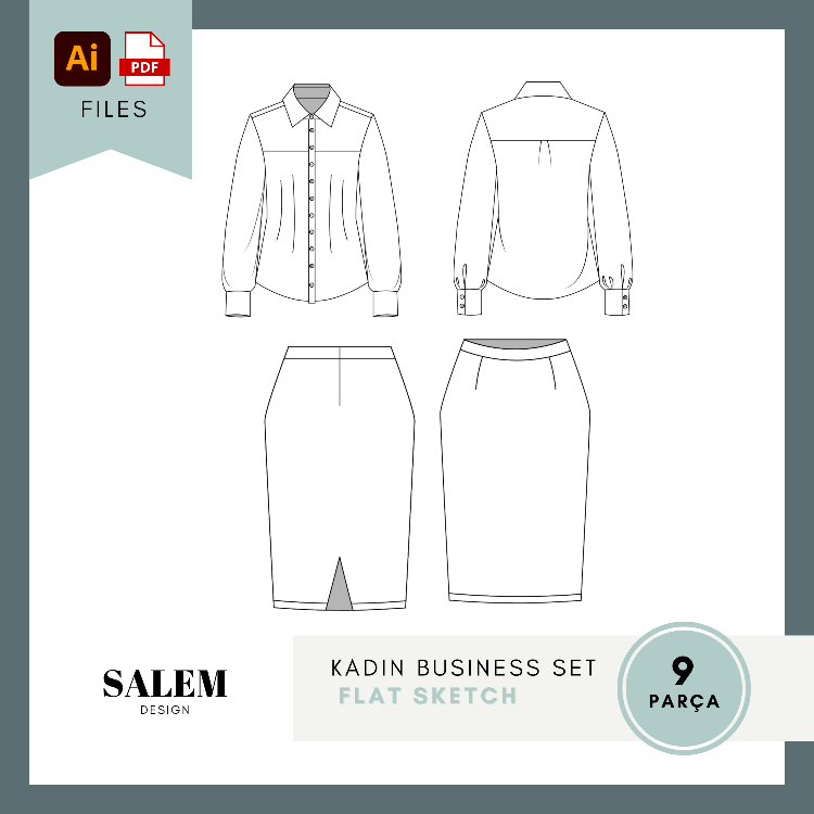 Kadın Business Set - Flat Sketches