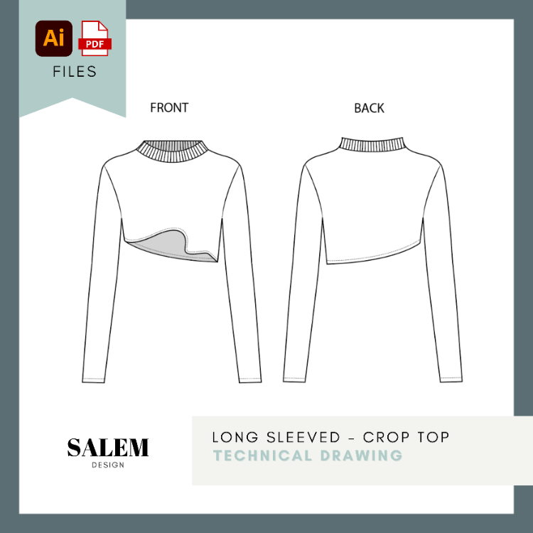 Woman | Long sleeved crop top TECHNICAL DRAWING