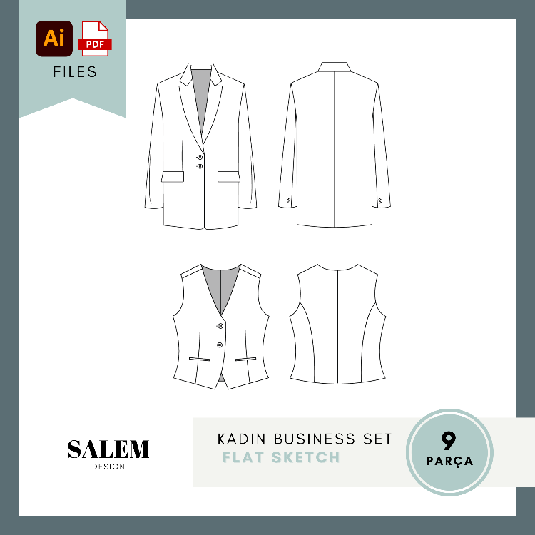 Kadın Business Set - Flat Sketches