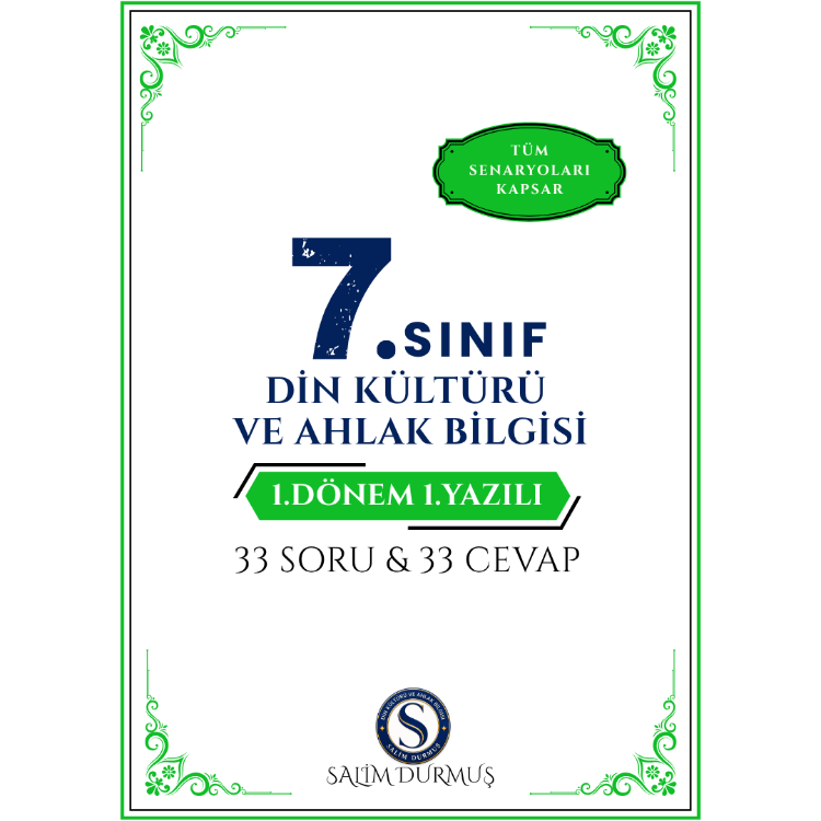 7. Sınıf Din Kültürü 1. Dönem 1. Yazılı Fasikülü (2026-2027 PDF)