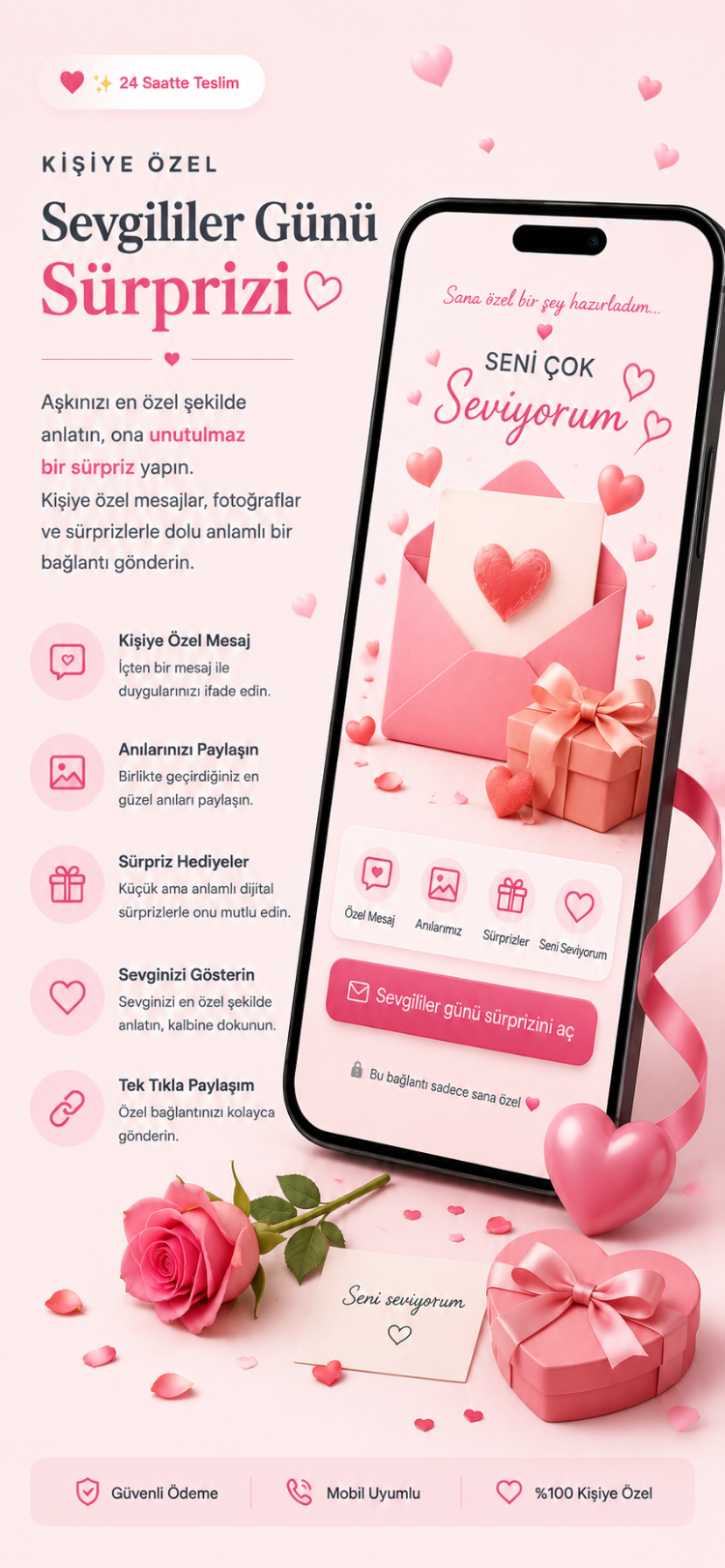 Kişiye Özel Dijital Sevgililer Günü Sürpriz Sayfası