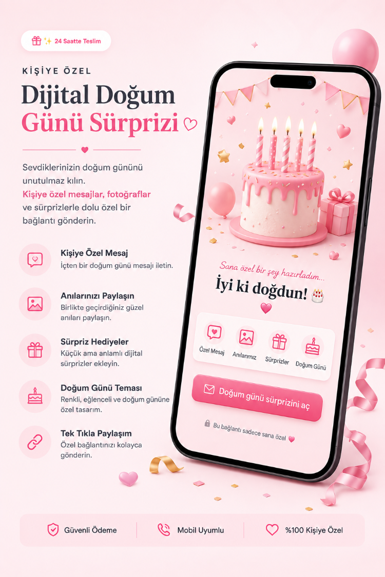 Kişiye Özel Dijital Doğum Günü Sürpriz Sayfası