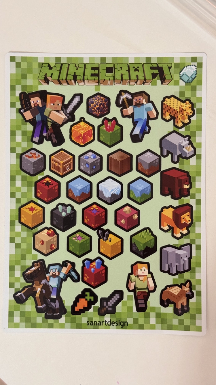 MINECRAFT OKUL ETIKETI 3 sayfa ( Buyuk , Kucuk , Sticker )