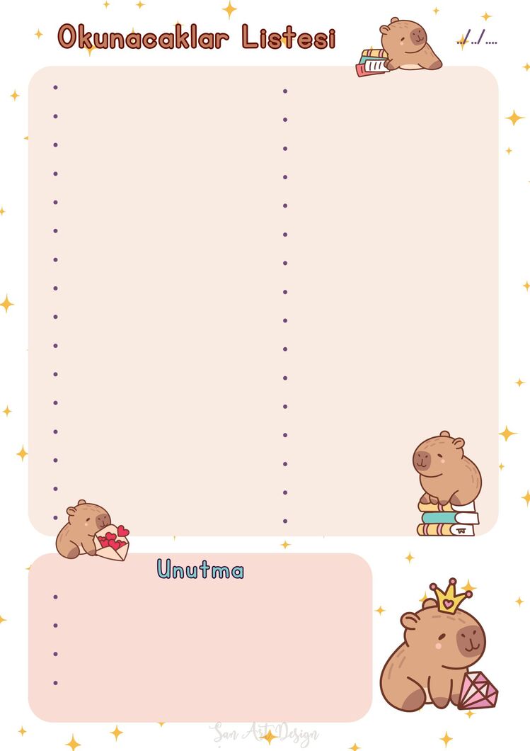 KAPIBARA OKUMA GUNLUGU PEMBE TEMA + Kapibara Sticker Set
