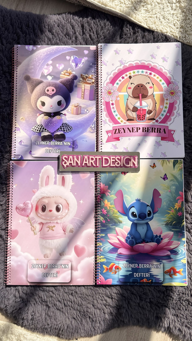 KUROMİ/LABUBU/STİTCH/KAPİBARA 1 ADET ÇİZGİLİ DEFTER