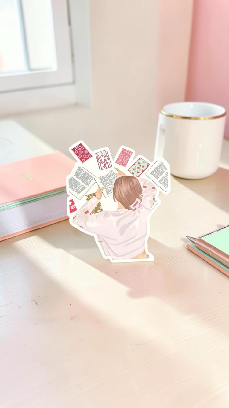 Bookish Girl White - Parlak - Tekli