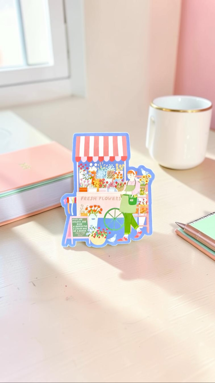 Fresh Flowers Sticker - Parlak - Tekli