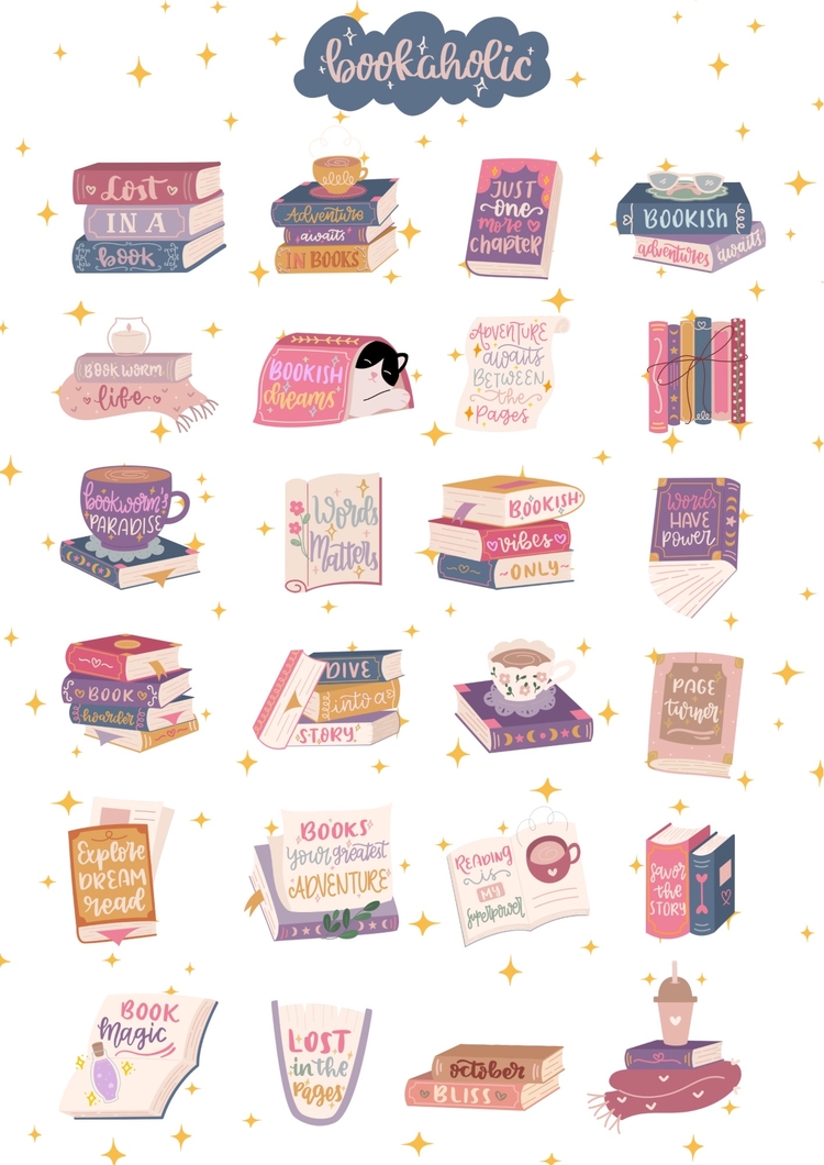 BOOKISH STICKER SHEET 1 sayfa parlak