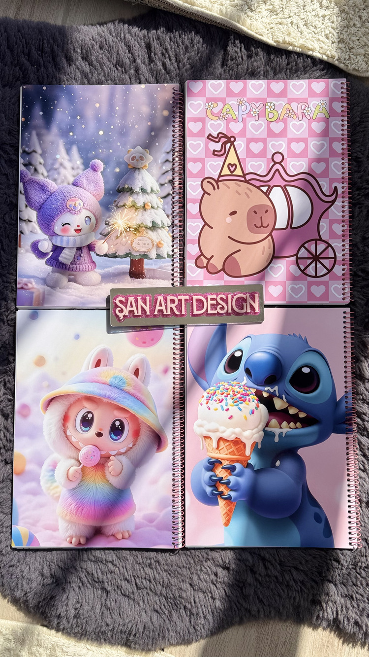 KUROMİ/LABUBU/STİTCH/KAPİBARA 1 ADET ÇİZGİLİ DEFTER