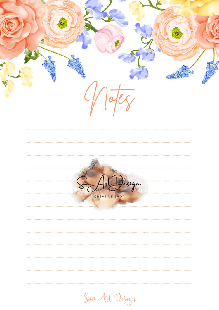 PLANLAYICI SERİSİ BASKI - NOTES FLORAL 50syf
