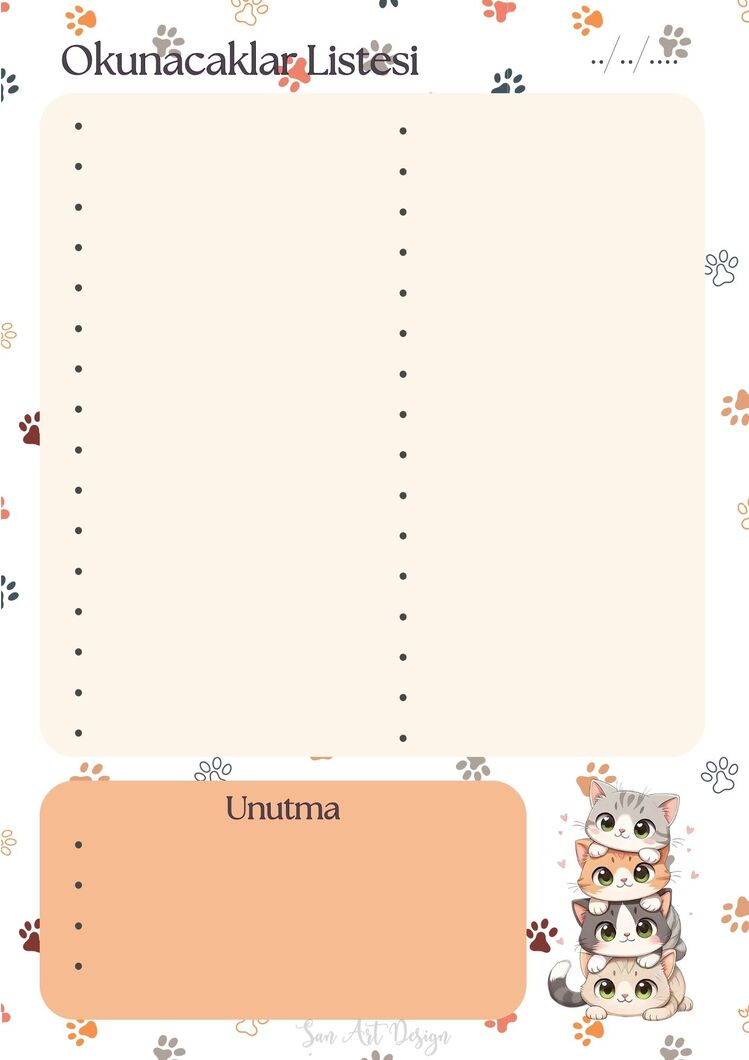 KEDİ TEMALI KİTAP GÜNLÜĞÜ