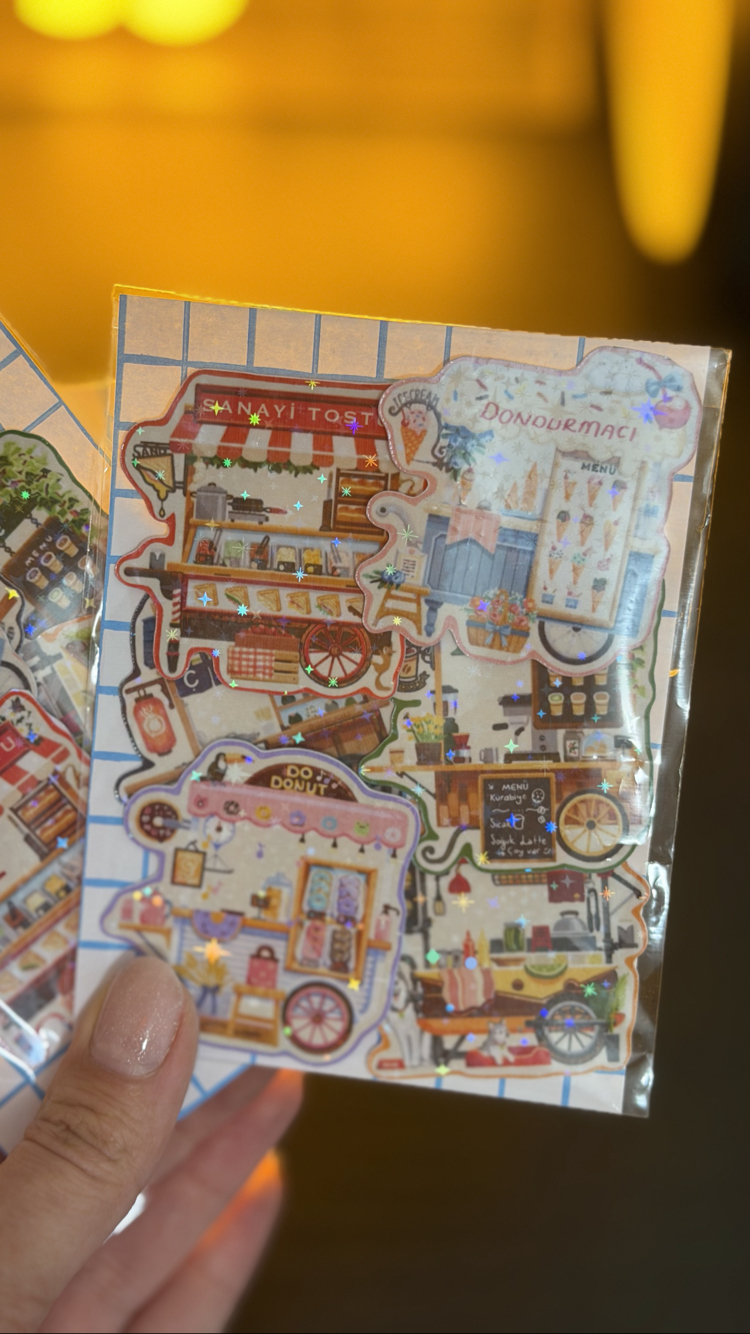 Seyyar Mekânlar Hologramlı 6li Sticker Set