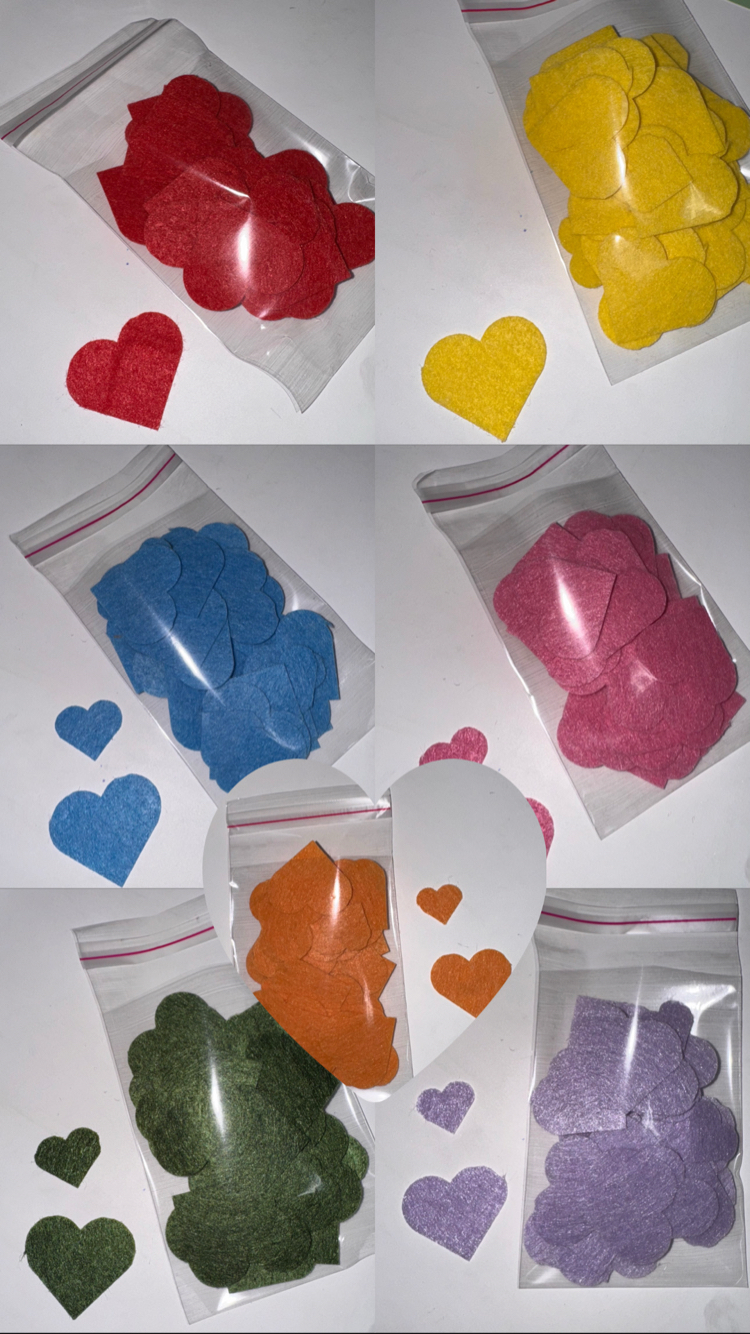 1 Paket 32adet 4cm Kalp KEÇE + 8mini kalp hediyeli