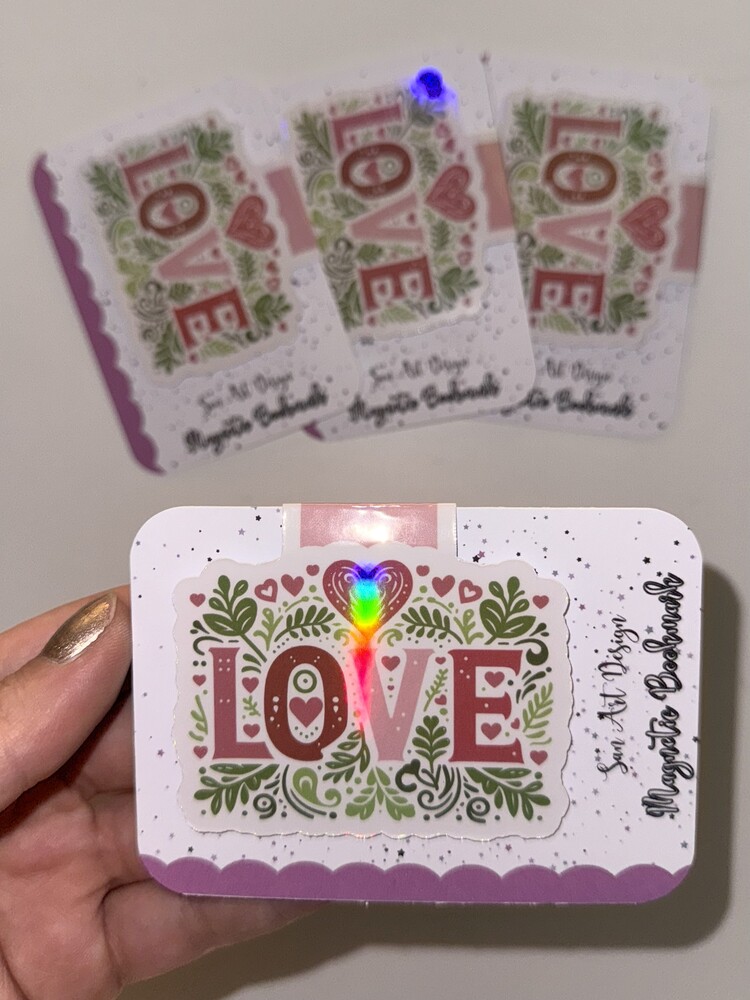 LOVE HOLOGRAM TEMALI Manyetik Kitap Ayracı
