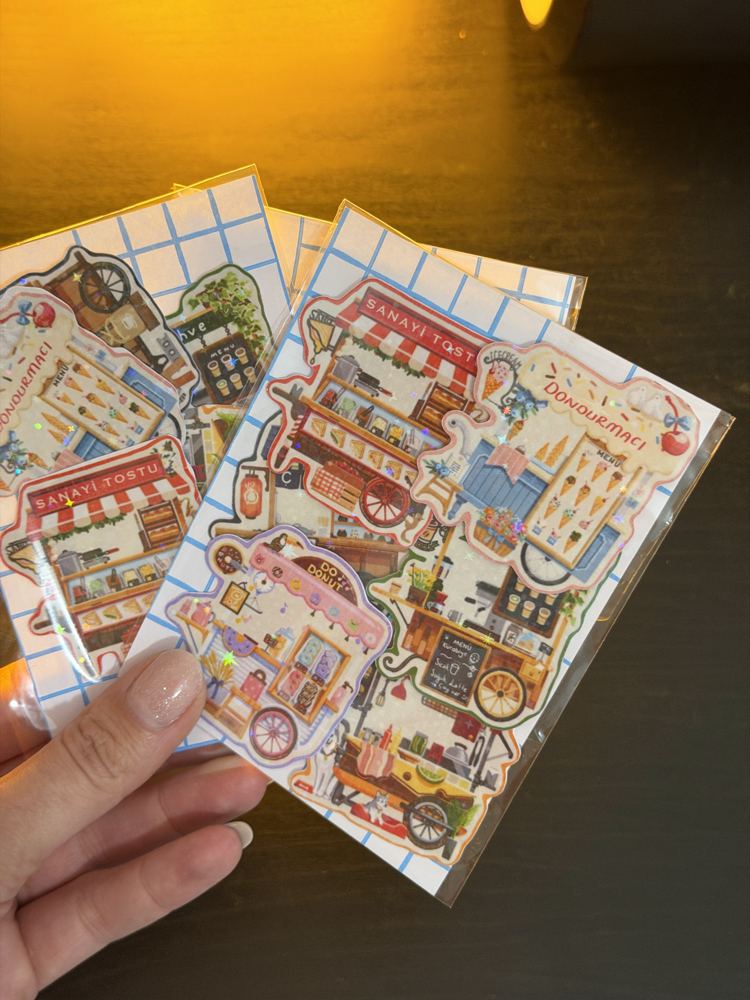 Seyyar Mekânlar Hologramlı 6li Sticker Set