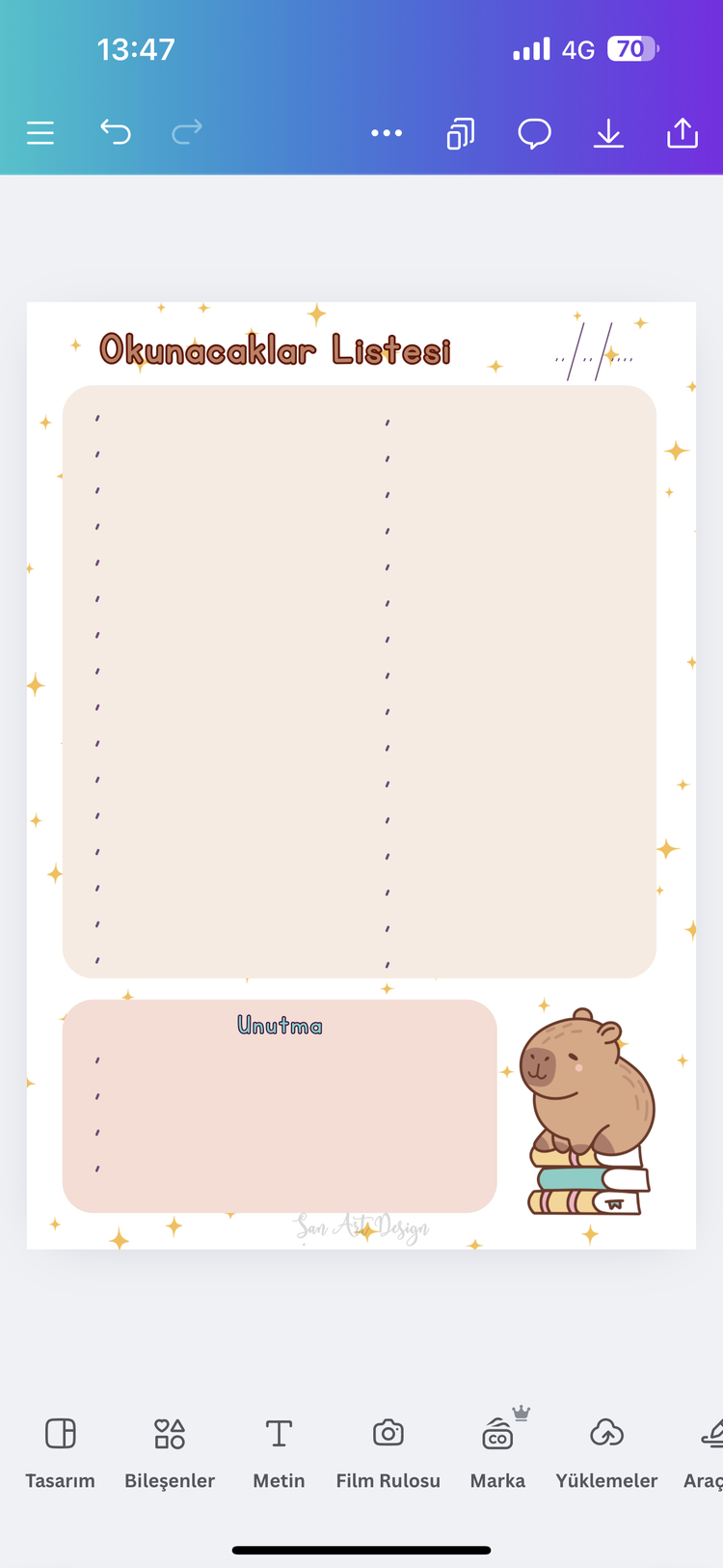 KAPIBARA OKUMA GUNLUGU TURUNCU TEMA + Kapibara Sticker Set