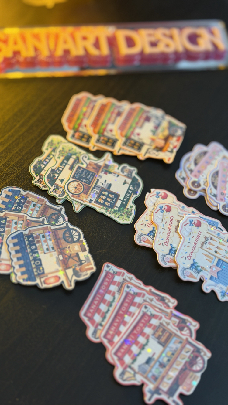 Seyyar Mekânlar Hologramlı 6li Sticker Set