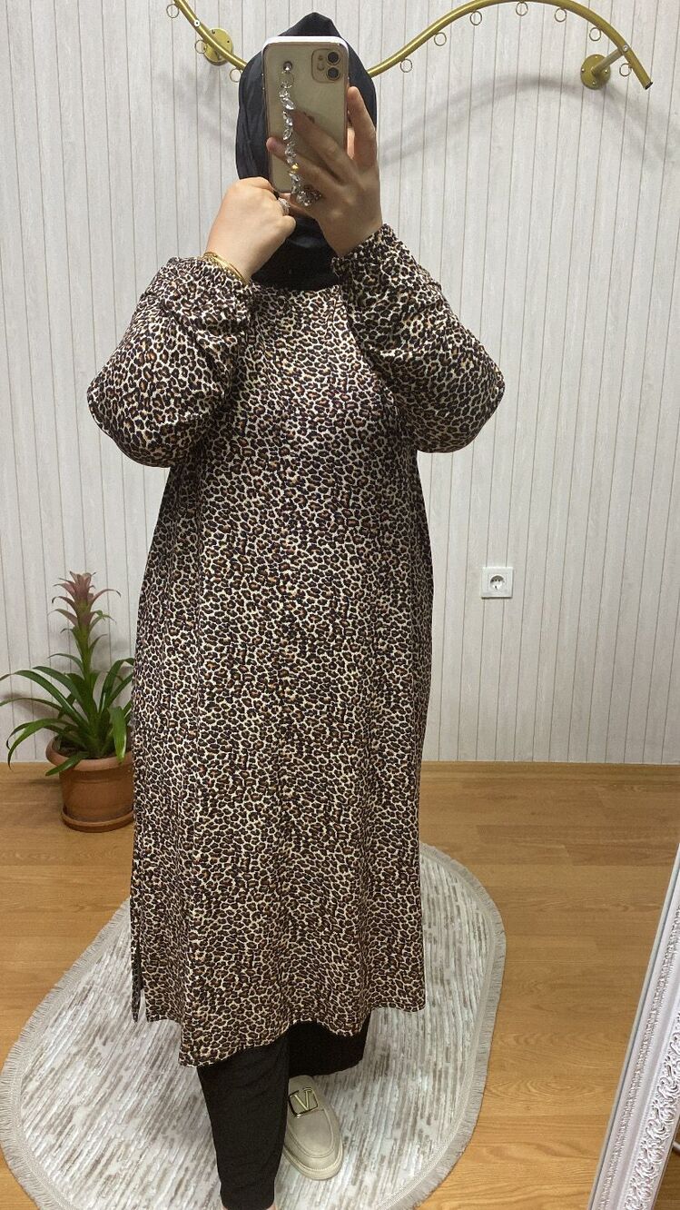 İNCE Leopar Battal Tunik 70 Bedene Kadar