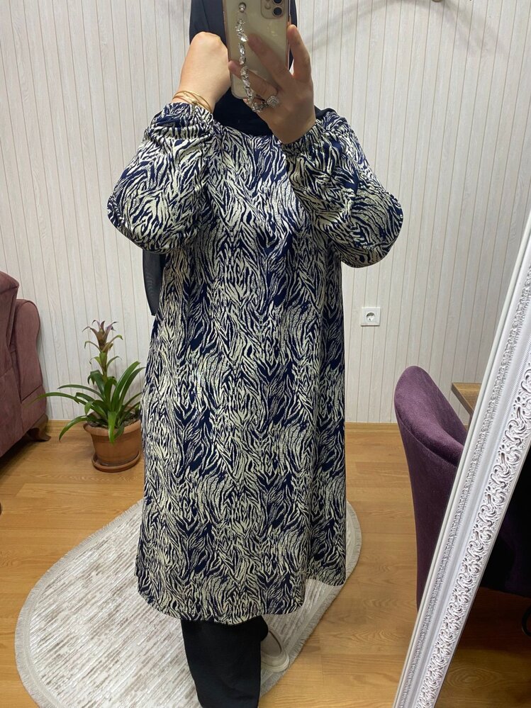 SÖĞÜT DESEN TUNİK LACİVERT..