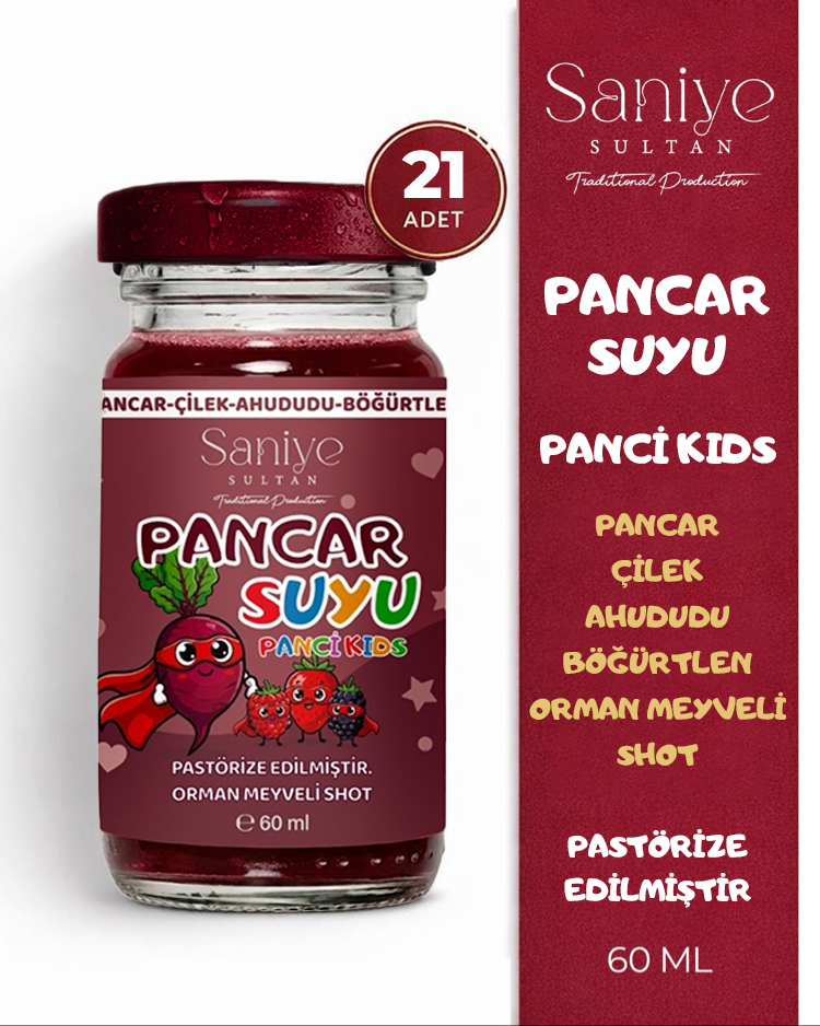 Pancar Suyu Panci Kids (Çocuklar İçin) 21 li Paket Orman Meyveli Shot | 60 ml × 21