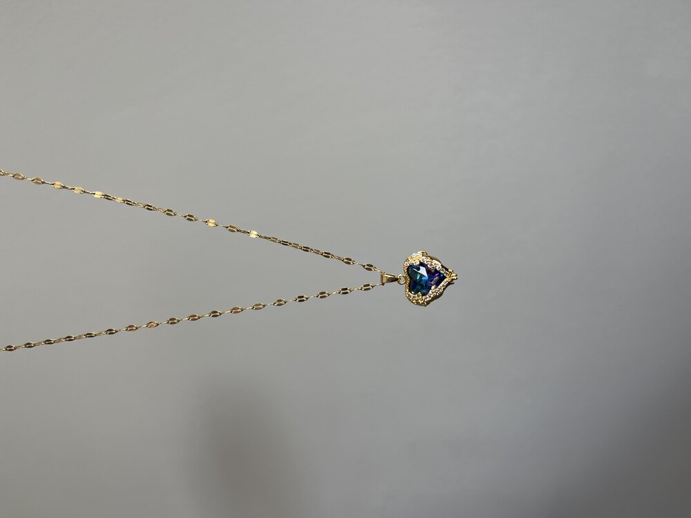 Gold Mavi Kalpli Kolye
