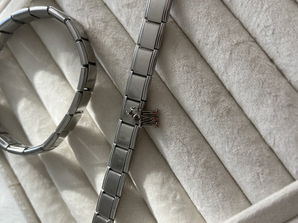 Silver M Harfli İtalyan Charm Bileklik 