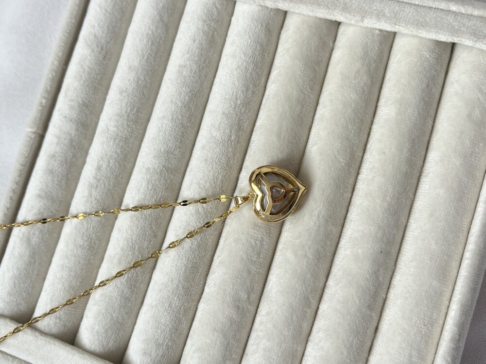 Gold Ateşli Kalp Kolye 