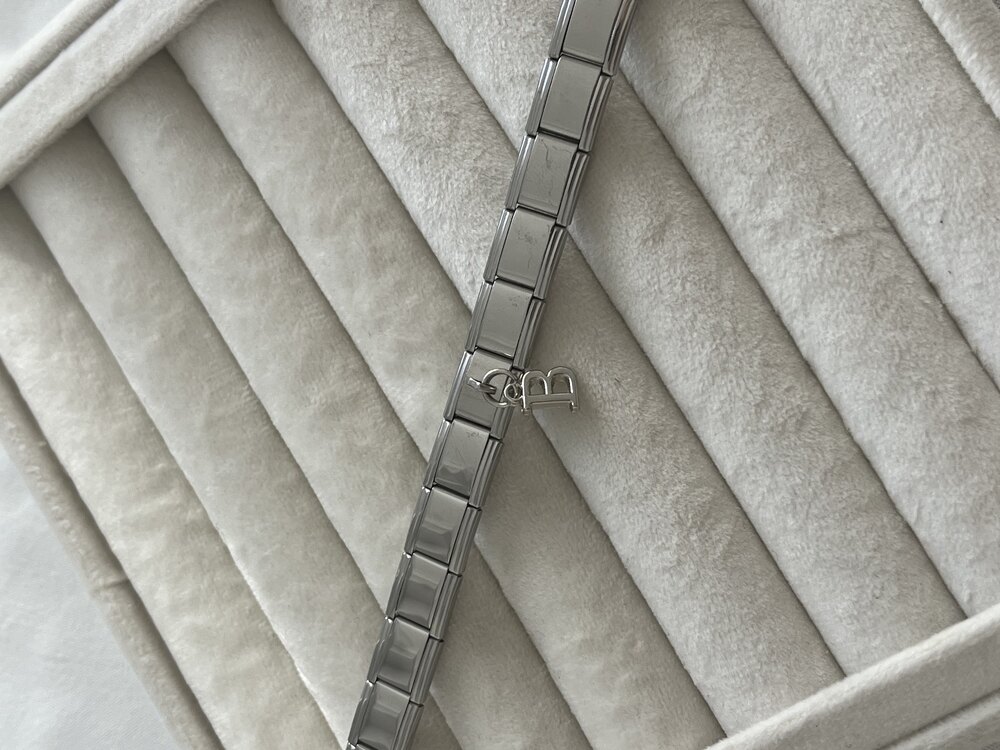 Silver B Harfli İtalyan Charm Bileklik 