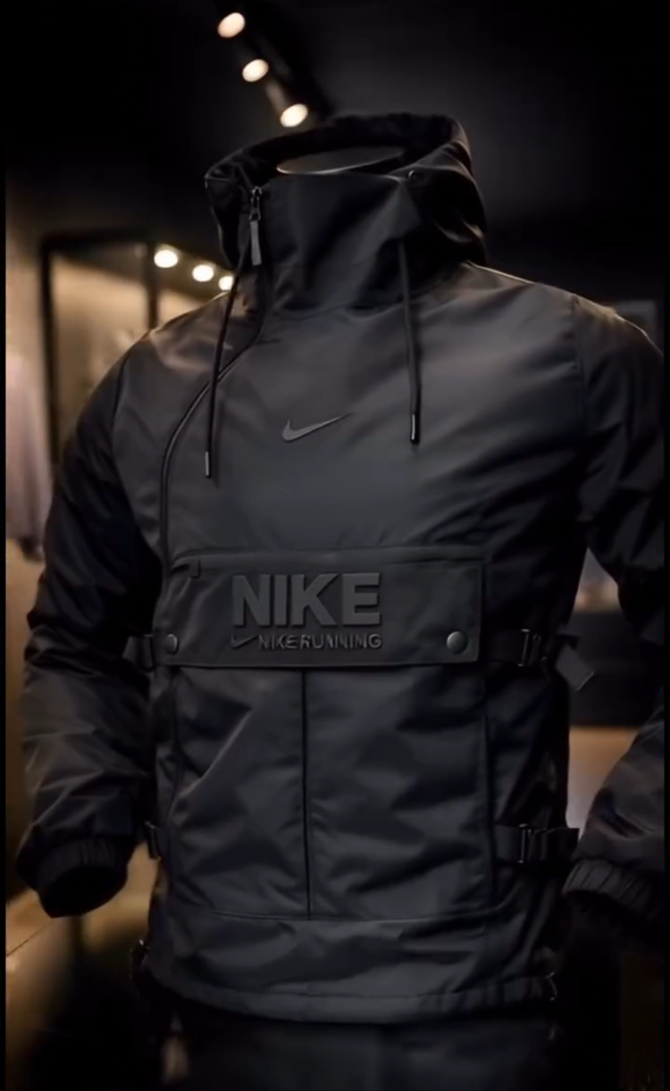 Nike kanguru cepli yağmurluk ( su geçirmez )  Siyaha Siyah