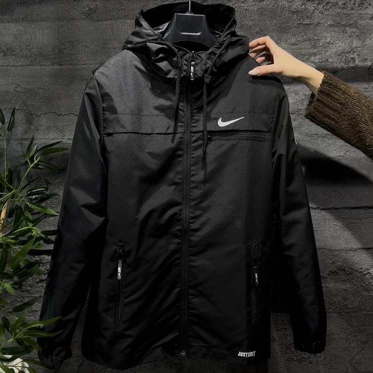 Nike nakış detaylı swoosh Siyah yağmurluk 