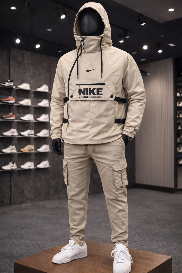 TAKIM Nike Kanguru Cepli Yağmurluk + Kargo Cepli Pantolon 