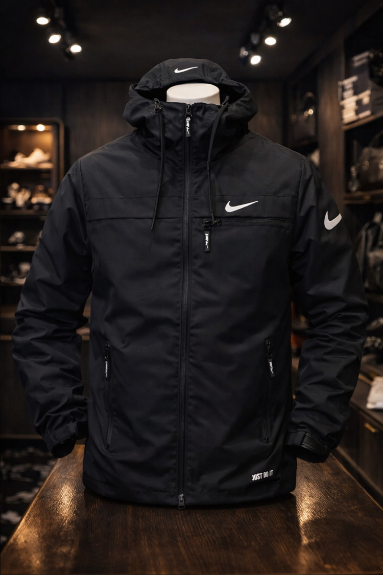 Nike nakış detaylı swoosh Siyah yağmurluk 