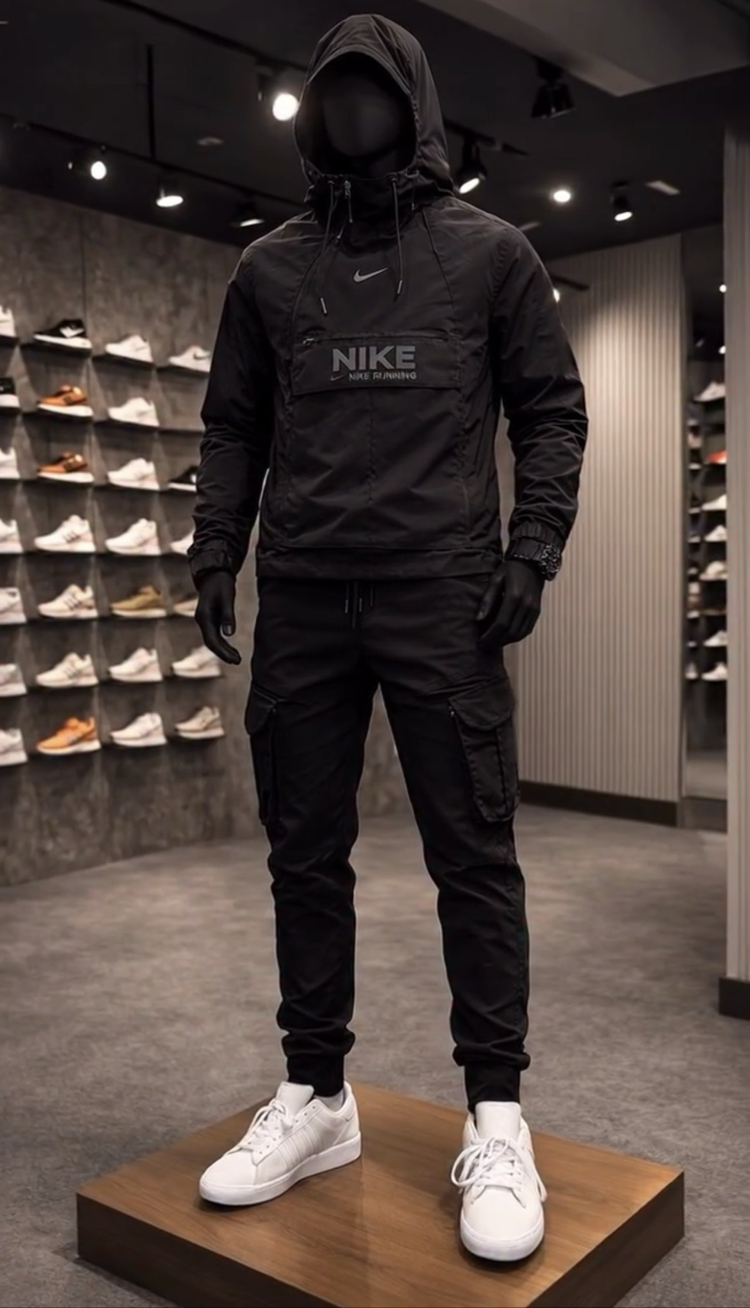 TAKIM Nike Kanguru Cepli Yağmurluk + Kargo Cepli Pantolon 