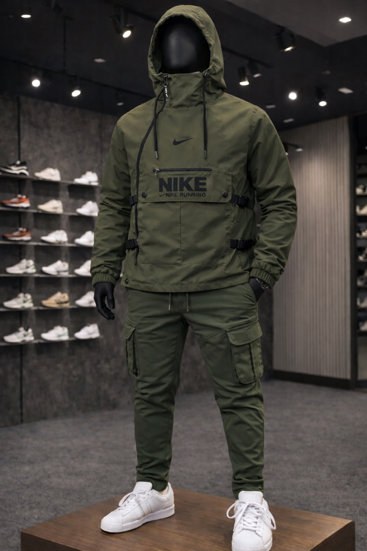 Nike Kanguru Cepli Yağmurluk Haki Yeşili 