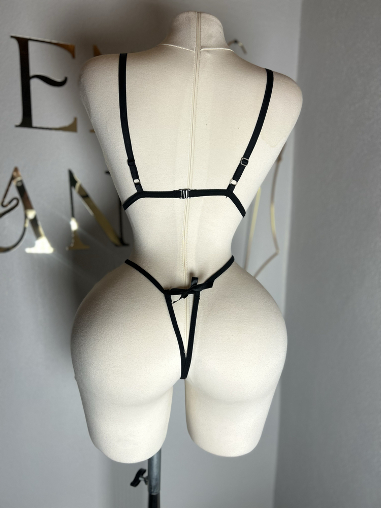 7001- ÖZEL BÖLGE AÇIK BODYSUIT SİYAH-KIRMIZI