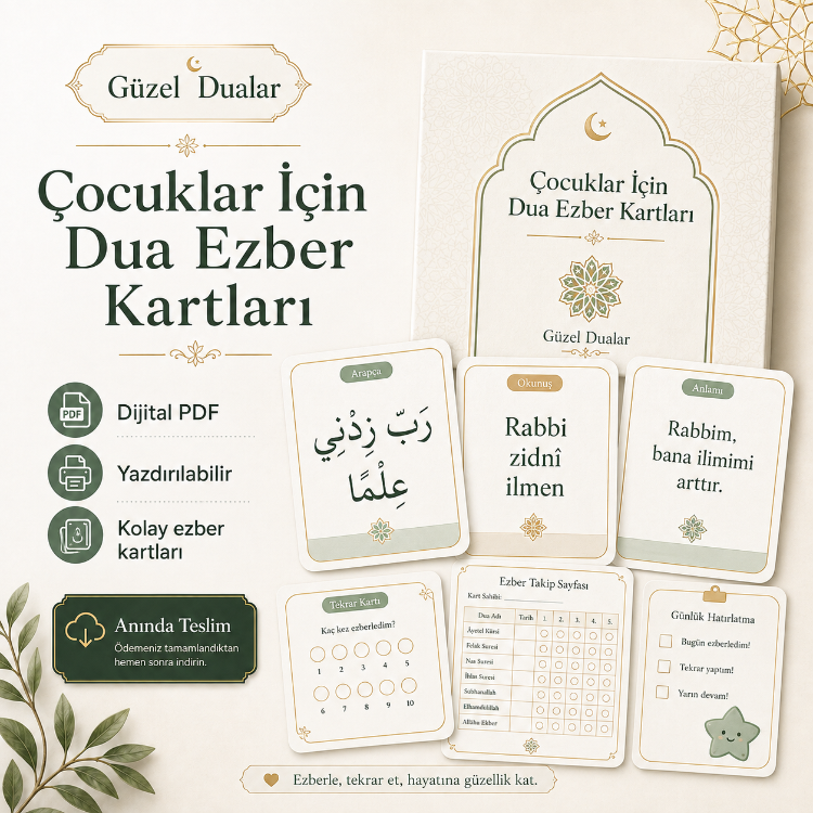 Çocuklar İçin Dua Ezber Kartları