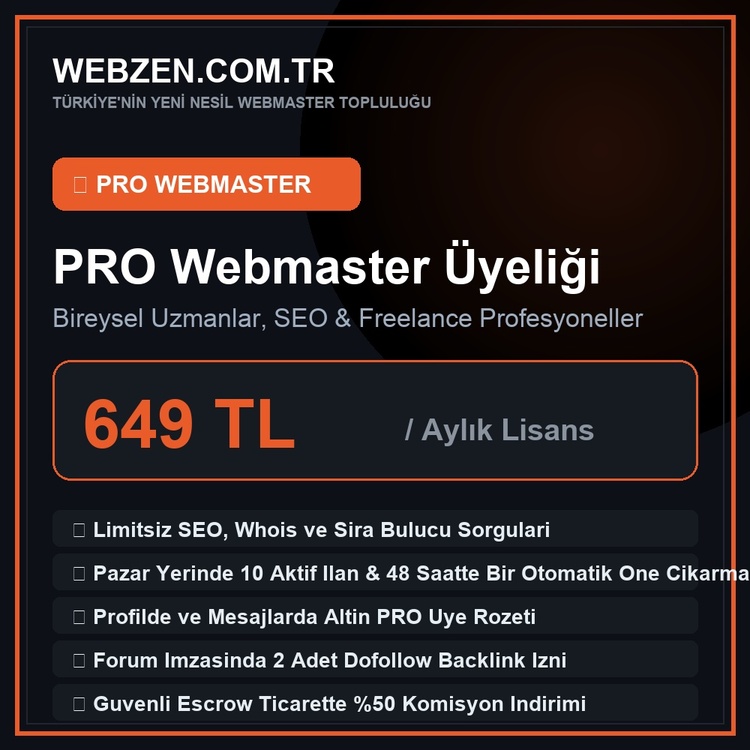 WEBZEN PRO Webmaster Uyeligi (1 Aylik)