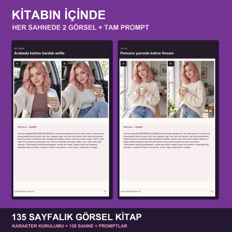 AI Influencer Studio 126 | Karakter Oluşturma ve 126 Sahne Kiti