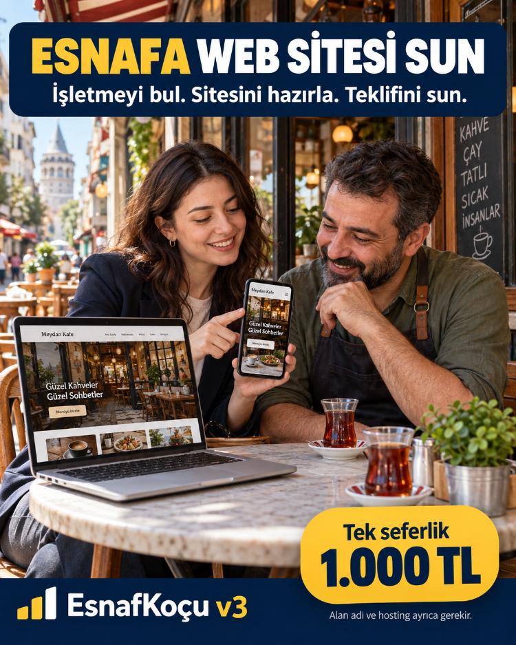 EsnafKoçu v3 — 1.000 TL’ye Sınırsız Esnaf Sitesi Oluştur ve Sat