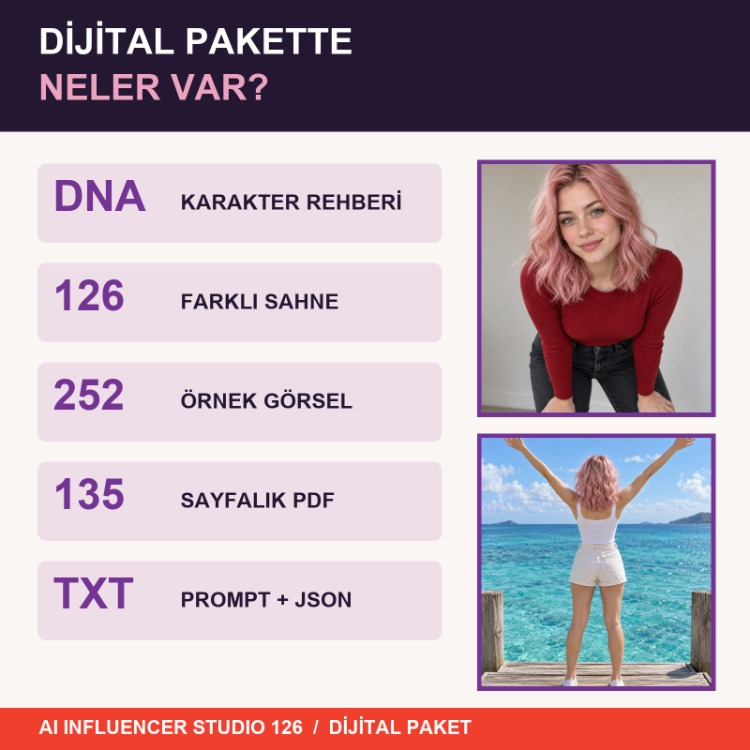 AI Influencer Studio 126 | Karakter Oluşturma ve 126 Sahne Kiti
