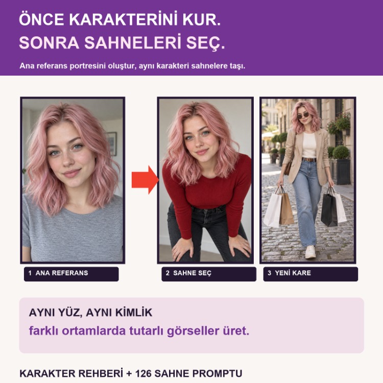 AI Influencer Studio 126 | Karakter Oluşturma ve 126 Sahne Kiti