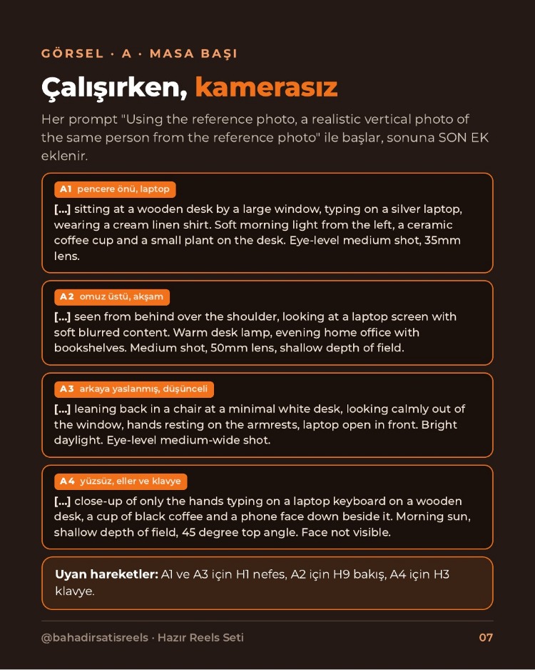 Kendini Çekmeden Reels: Hazır Reels Seti (24 Sahne, 12 Video, 10 Story)