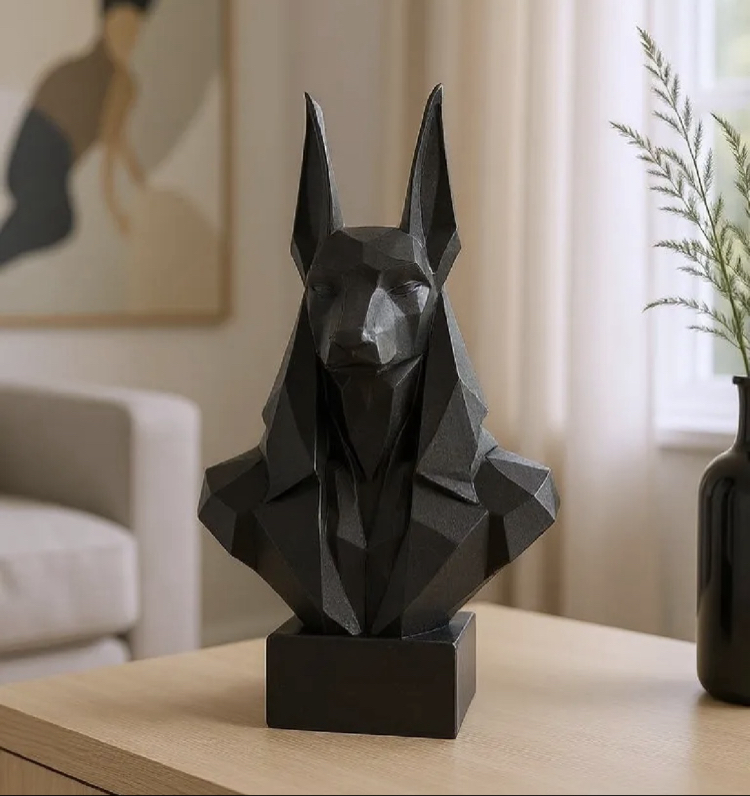 Geometrik Siyah Köpek Heykeli Modern Dekorasyon