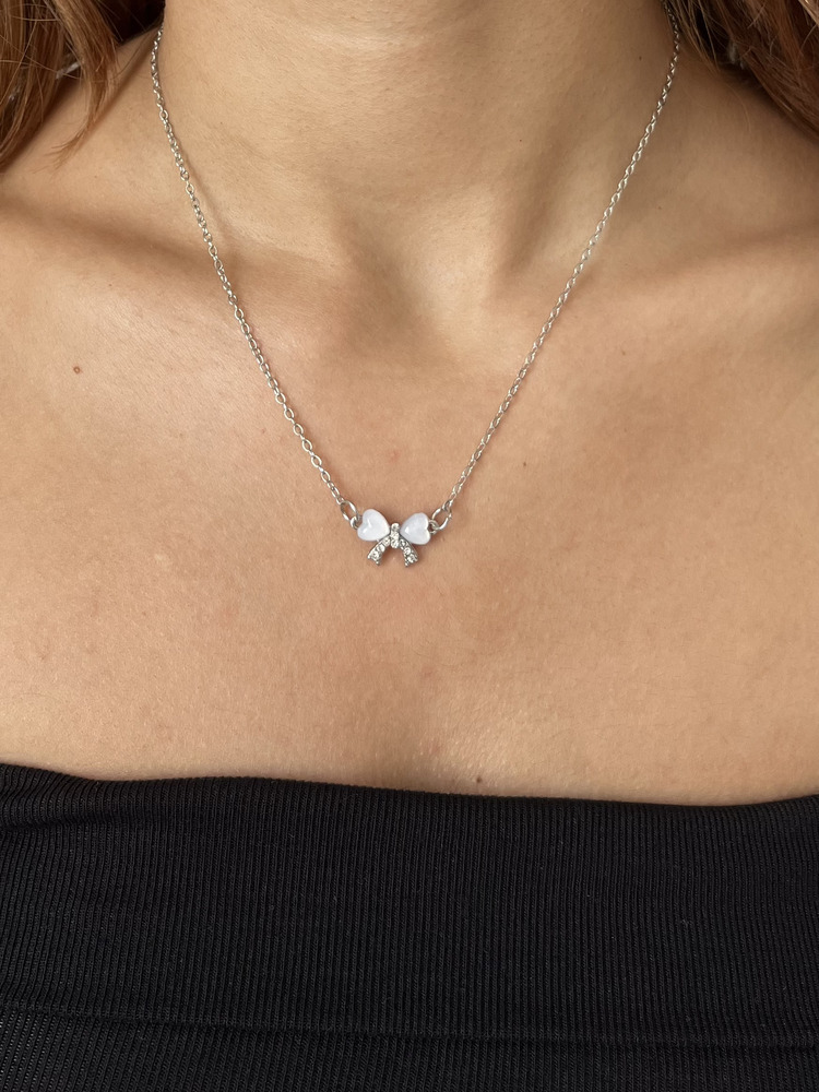 Silver Çelik Coquette Kurdele Kolye