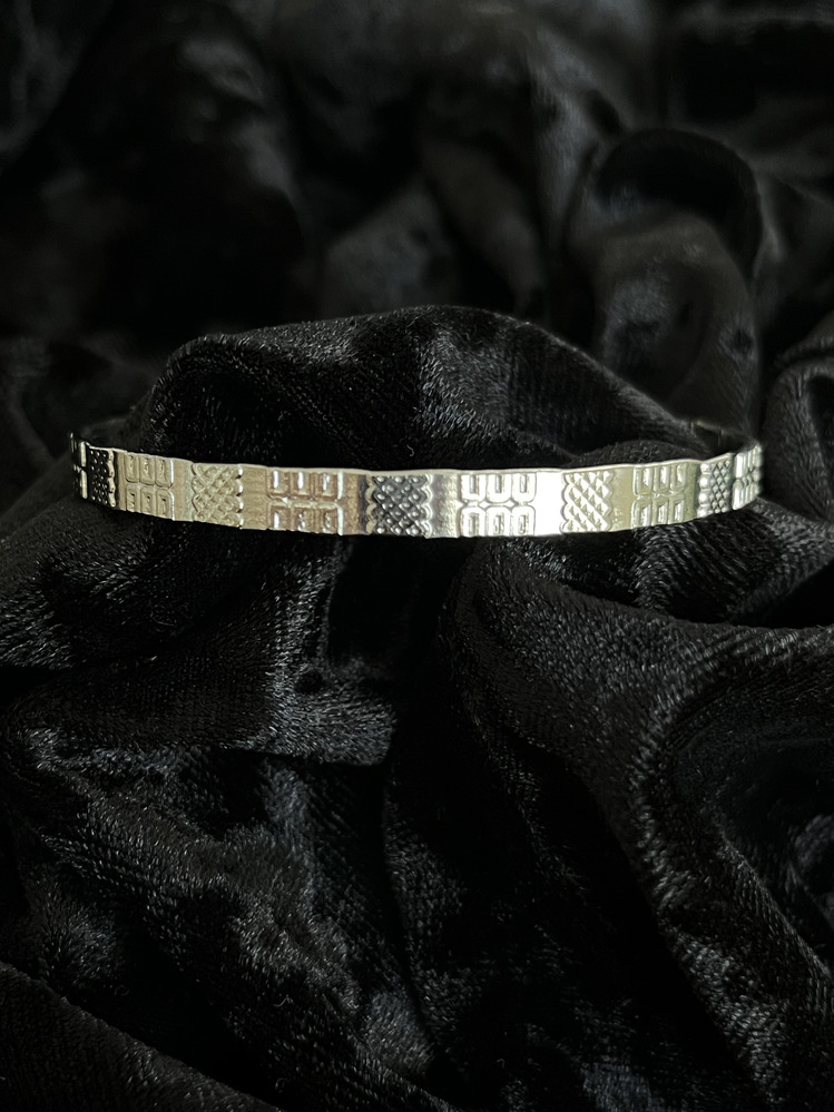 Silver Çelik Etnik Motif Manşet Bileklik