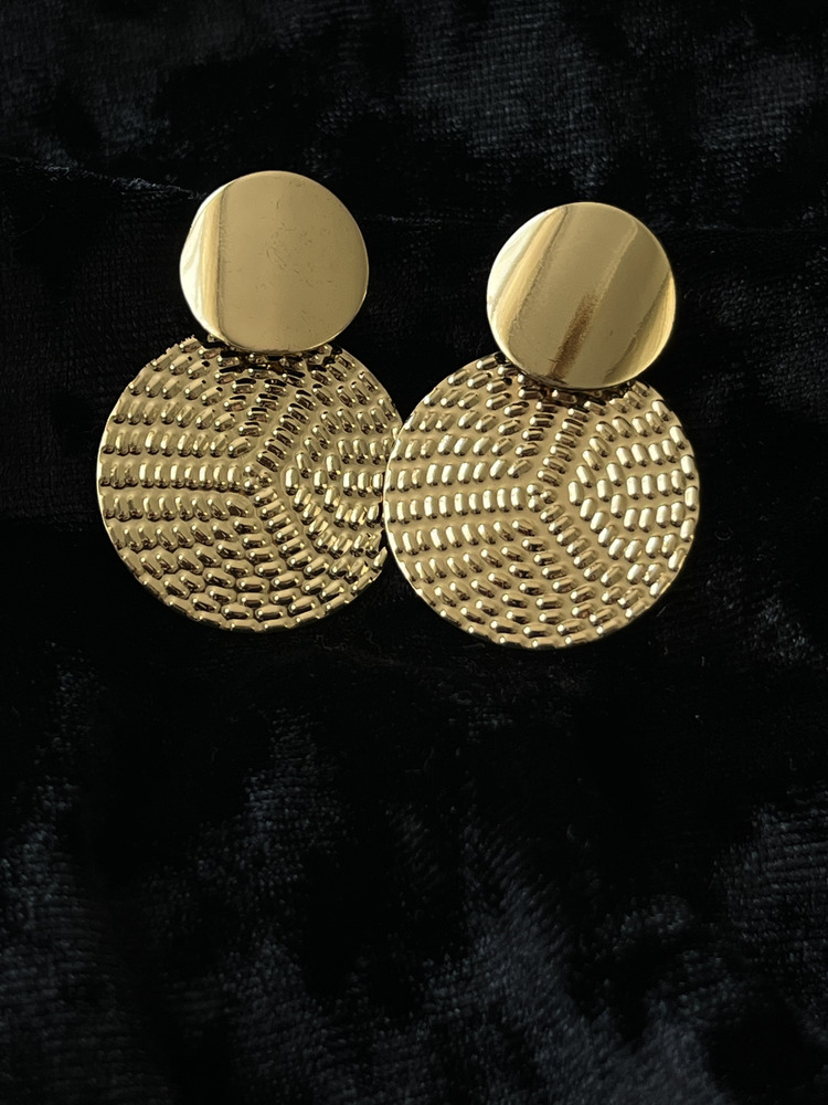 Silver Çelik Double Circle Küpe