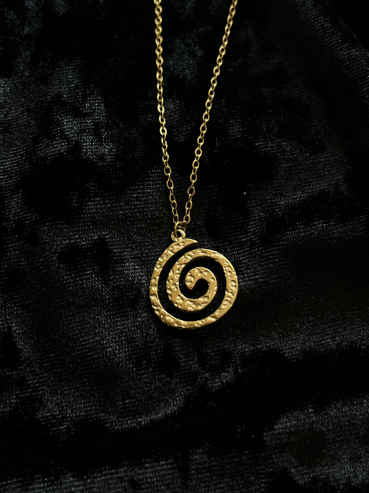 Gold Çelik Spiral Kolye 