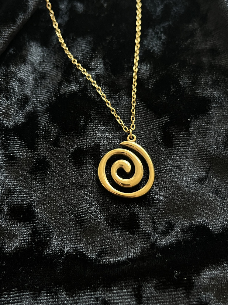 Gold Çelik Spiral Kolye 